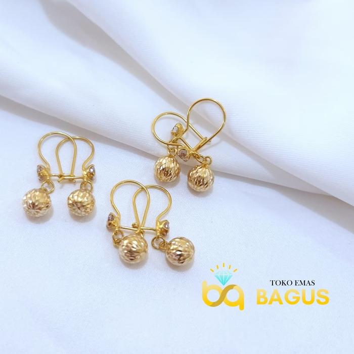 Anting Emas Asli kadar 300 Anting Anak Remaja Bola Anting Pendek 01