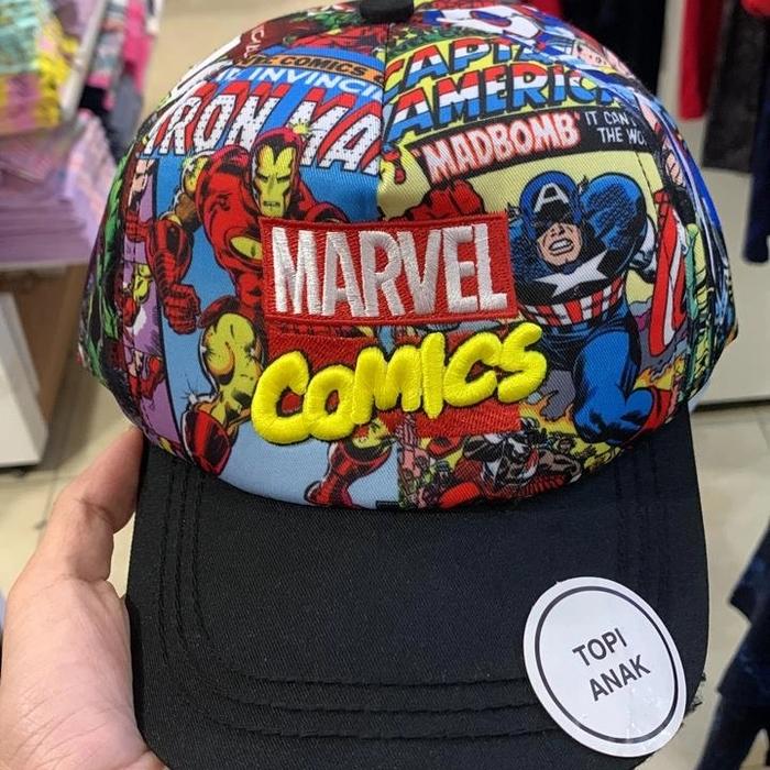 Topi anak Marvel Comics Iron Man Captain America hitam Original Nevada