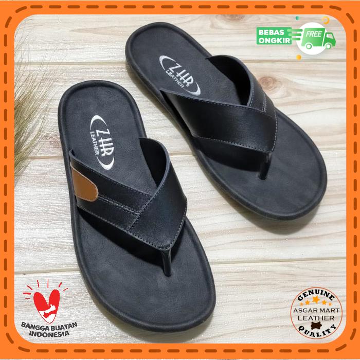 Sandal Pria Jepit ZHR V2 Tone Kulit Sapi Asli Garut