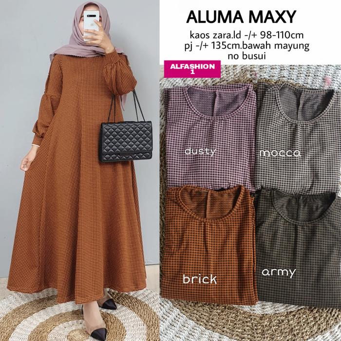 gamis dres wanita terbaru aluma maxi mat kaos zara adem dan tebal