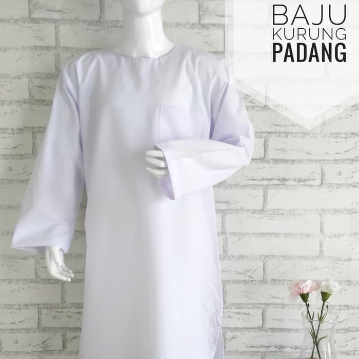 BAJU KURUNG PADANG SD Putih Bersih Baju Muslim Sekolah Perempuan Lengan Panjang Kain Licin Tidak Nge