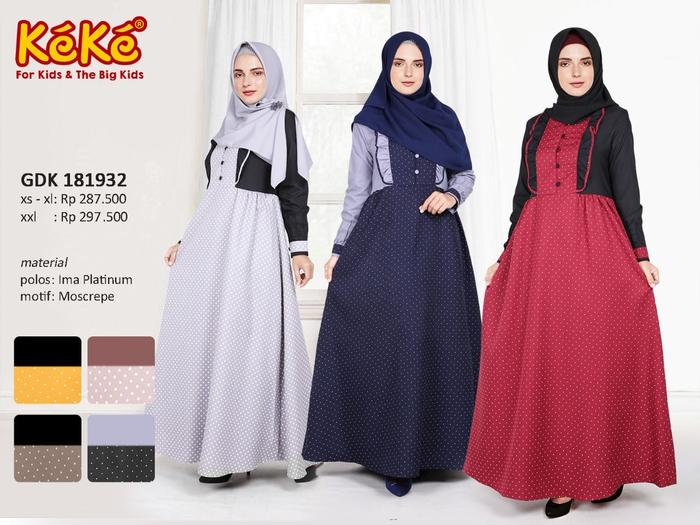 Kekesumut Baju Gamis Dewasa Katun GDK 181932 Keke Busana KS01