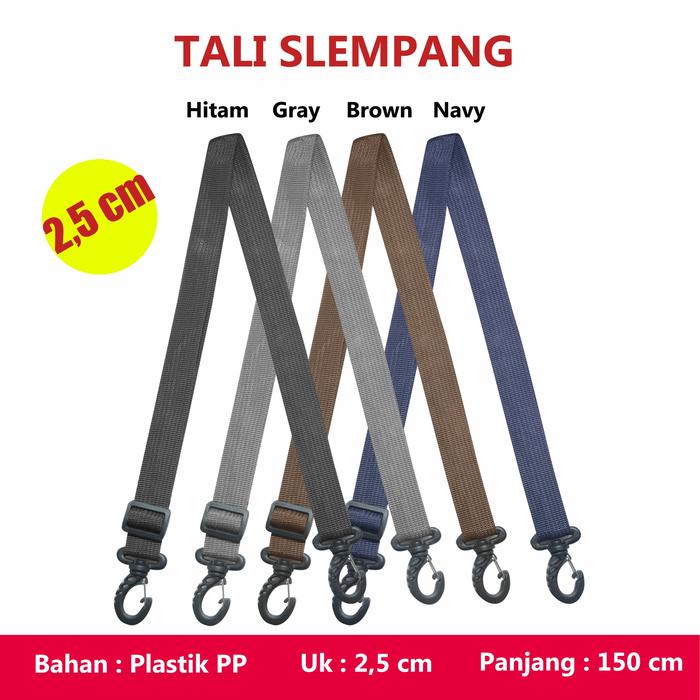 tali tas slempang selempang sling bag eiger 2.5 cm Cowok Slingbag Pria Hitam