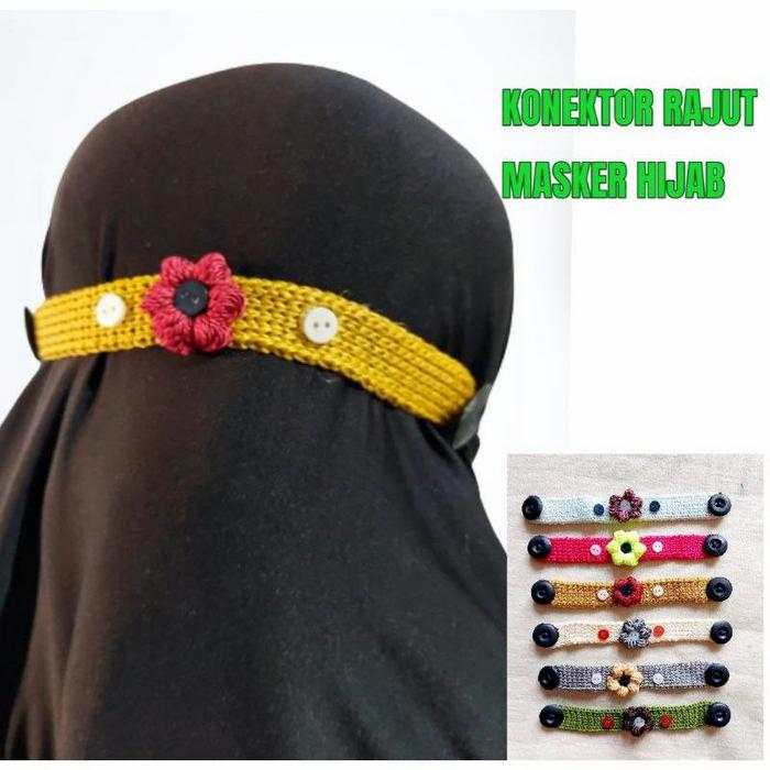 Konektor Masker Rajut / Konektor Masker Bunga / Konektor Masker Hijab