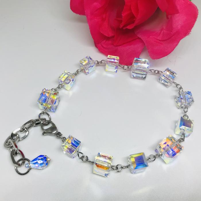 Perhiasan Konektor Masker Gelang Mewah Kristal Austria Ori  Stainless Bracelets