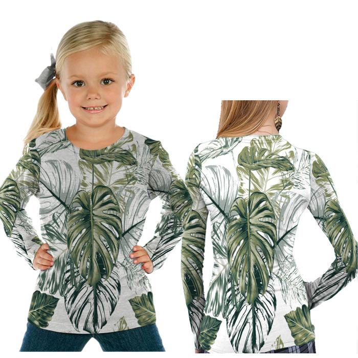 JS | Kaos Panjang Bunga Monstera Anak Unisex FullPrint