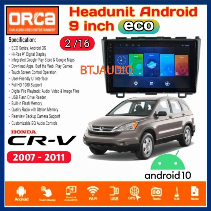 HEAD UNIT TAPE TV MOBIL DOUBLE DIN ANDROID MERK ORCA/DHD/SKELETON UNTUK HONDA CRV 2007-2011 LAYAR