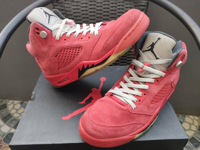 AIR JORDAN 5 RED SUEDE SNEAKERS AUTHENTIC 100%
