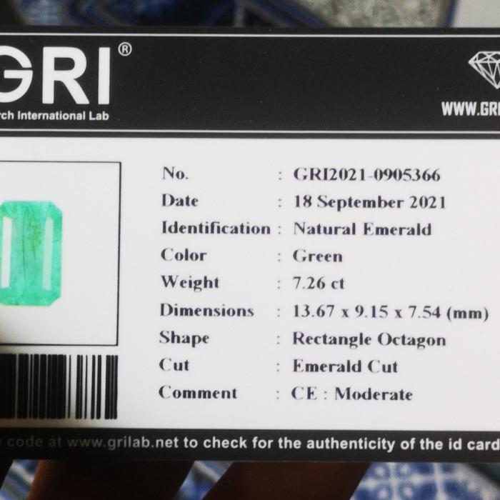 Cincin natural zamrud colombia + memo gri