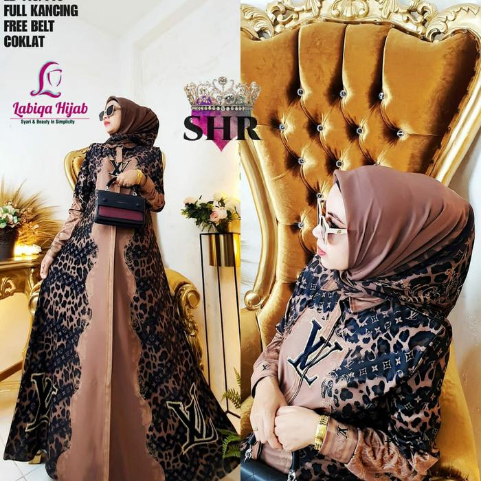 new gamis dres maxi kekinian leopard maxi shr scuba premium adem tebal