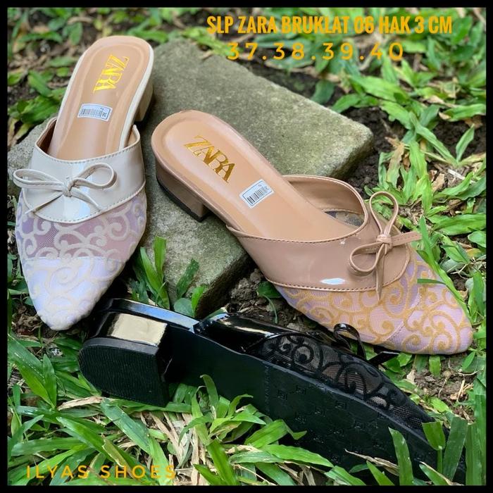 Selop Zara Sandal Heels Wanita Zara SLP Bruklat 06 Premium ORIGINAL