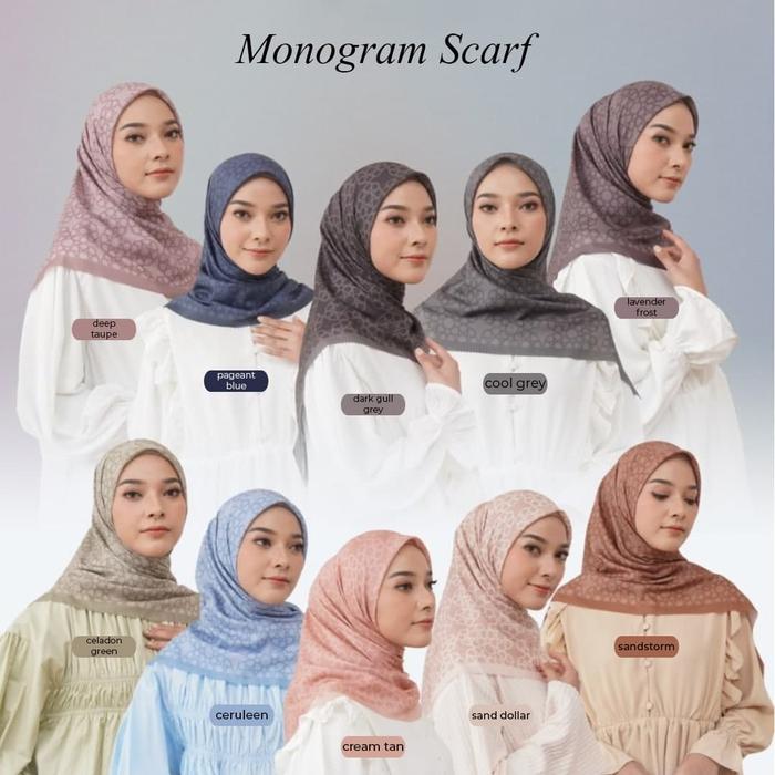 Monogram Scarf By Naraya / Hijab Segi 4 Premium / Hijab Segi 4 Motif