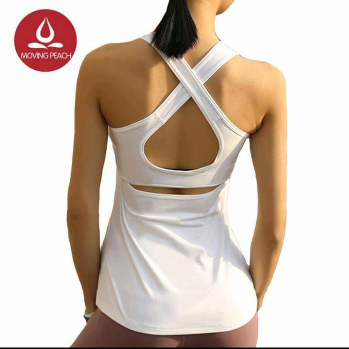 MOVING PEACH Tank Top padded yoga top preloved white size M