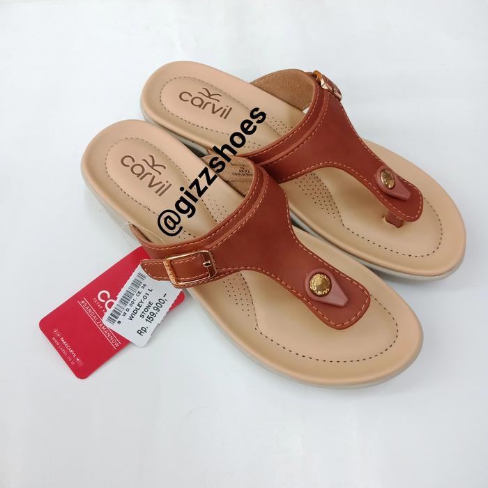 Sandal Jepit Cewe Wanita Perempuan Kasual Carvil Widley-1 Coklat Brown