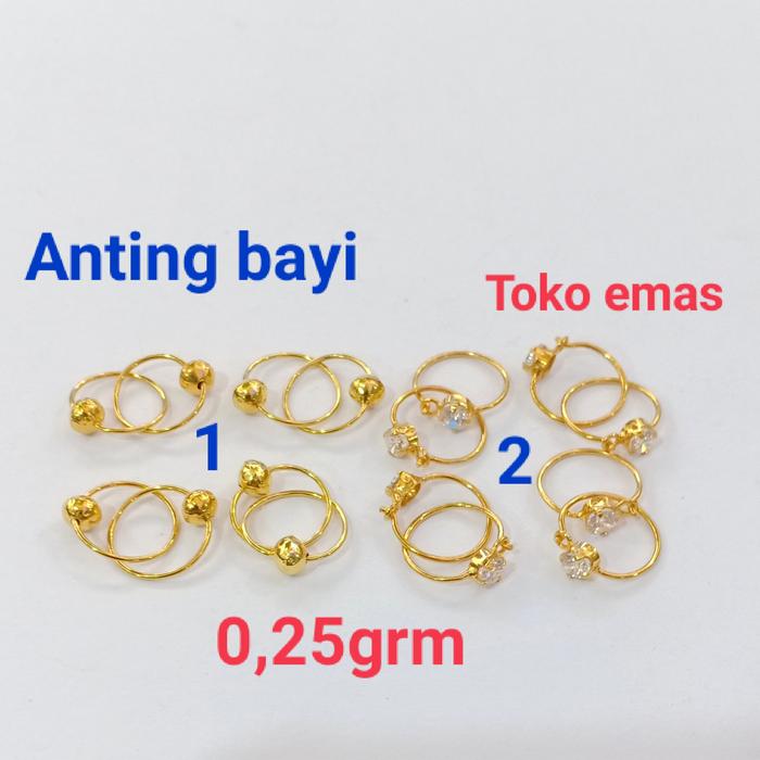 ANTING BAYI EMAS 300/375/420 ANTING GIPSI PENTOL POIOS 1/4GRAM.