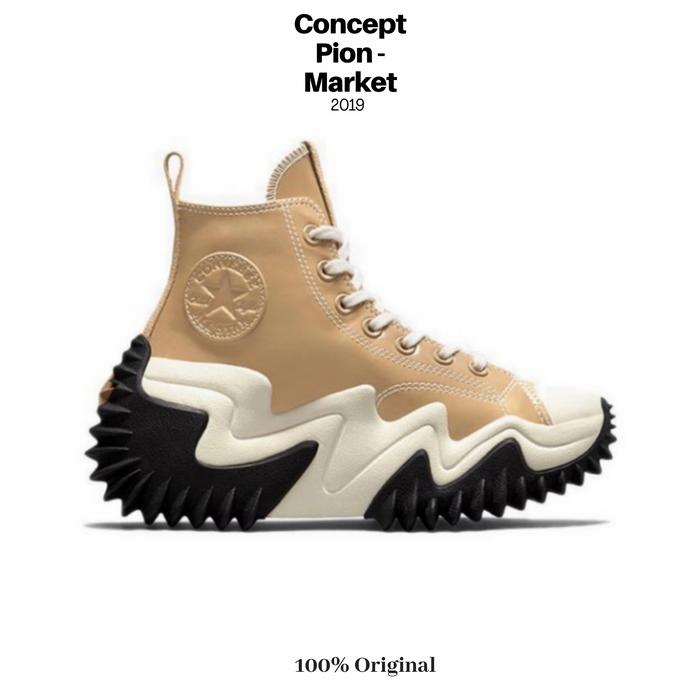 Converse Run Star Motion Patent Leather Platform HI Nomad Khaki/Black