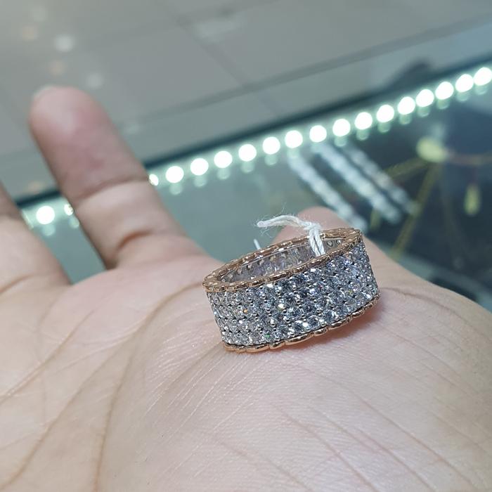 cincin listring lebar emas 750 full keliling mata diamondlook