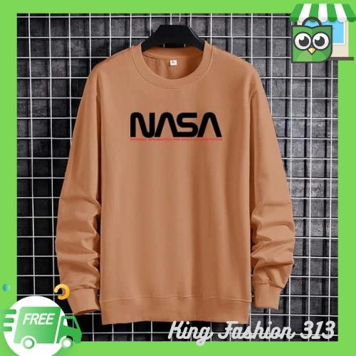 baju sweater pria keren lengan panjang Nasa bahan fleece tebal fit L