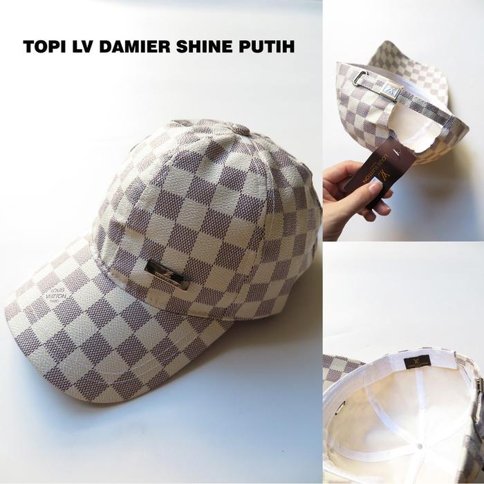 Topi Baseball LV Damier Shine Putih Pria Wanita Import