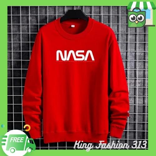 baju atasan sweater pria Nasa bahan fleece fit L besar good quality