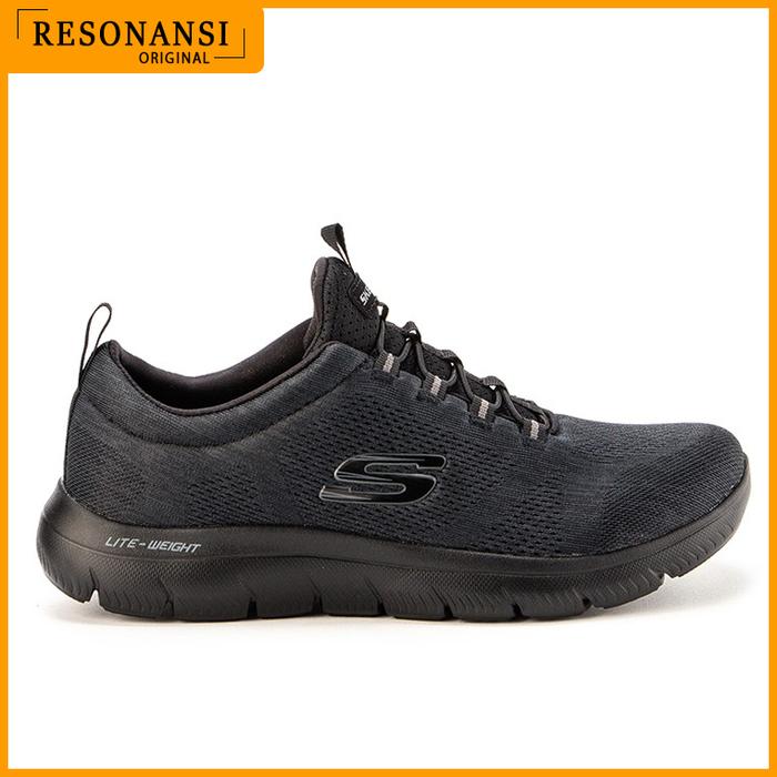 SEPATU SKECHERS PRIA TERBARU ORIGINAL SNEAKER SUMMITS FULL BLACK