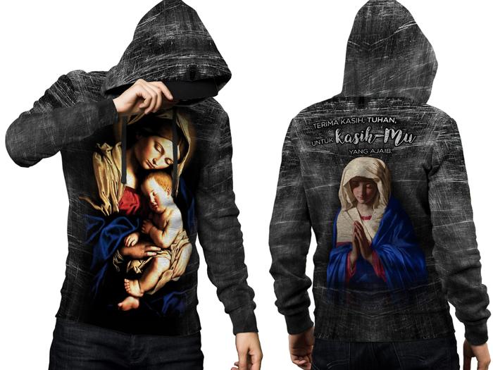 JS | Jaket Hoodie Pria Motif Bunda Maria FullPrint
