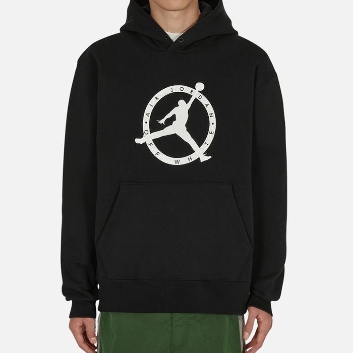 Jordan x Off-White Jaket Hoodie Hitam Oversize Size M Baru 100% Original Bonus Kaos Adidas Nike Uniq