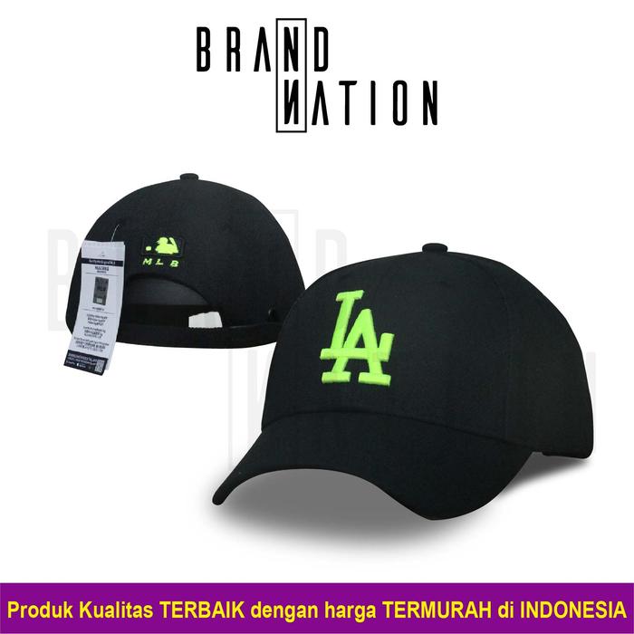 Topi Baseball LA Los Angeles BLACK YELLOW NEON MLB Cap