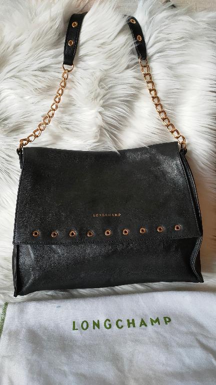 Tas Longchamp Leather Hitam Original, bukan LV Bonia