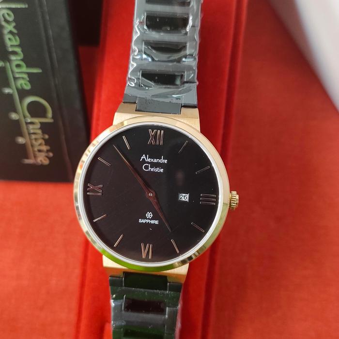 Jam Wanita Original Alexandre Christie Ac 8564 LD Shapire Glass