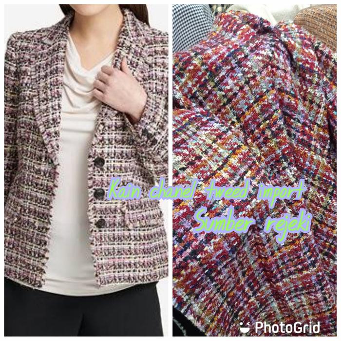 kain Chanel tweed_Bahan tweed chanel italy_wool pure chanel