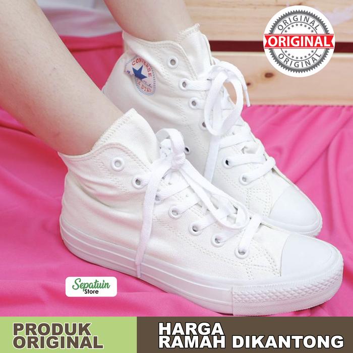 sepatu converse original high chuck white/putih polos wanita/pria