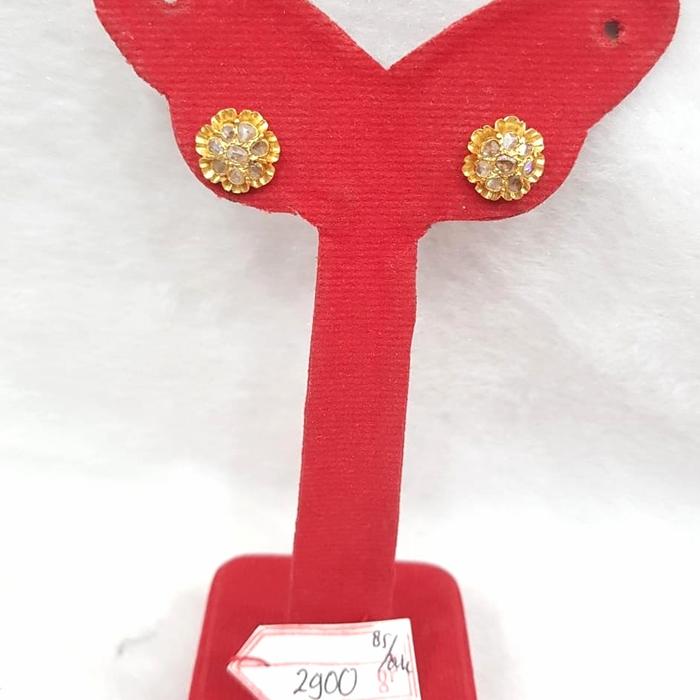 Int209Gw52Gw anting giwang permata intan berlian bunga emas kadar 22K