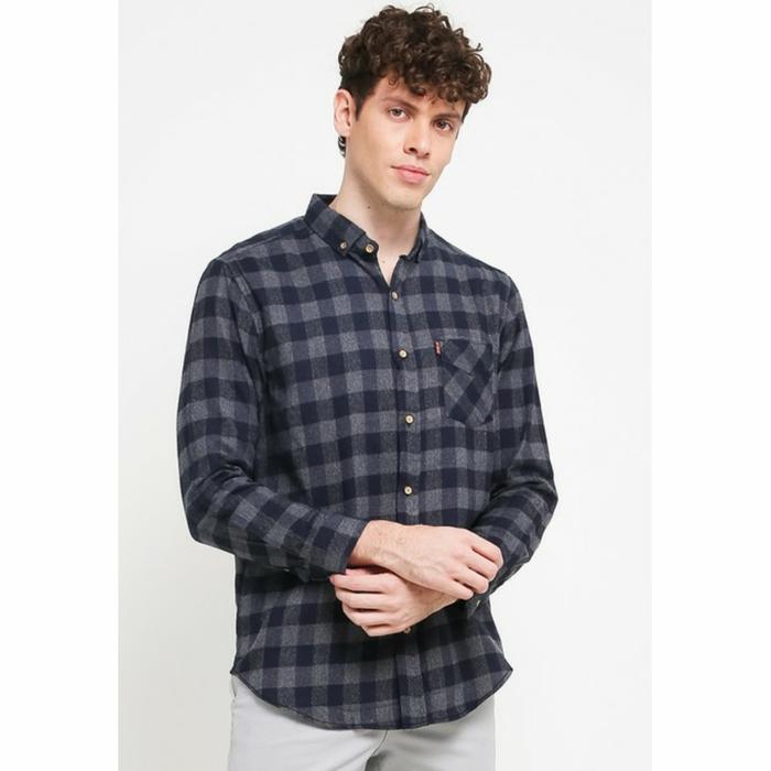 OI'SEE - KEMEJA FLANEL PRIA ORIGINAL- Flanel Check Casual - BLACK