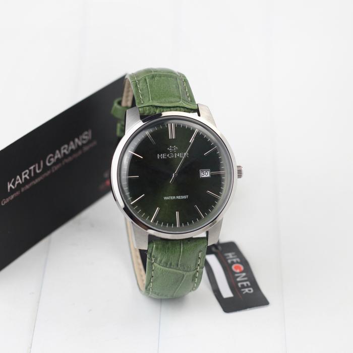 Jam tangan Hegner 1637 Tali kulit silver original pria wanita