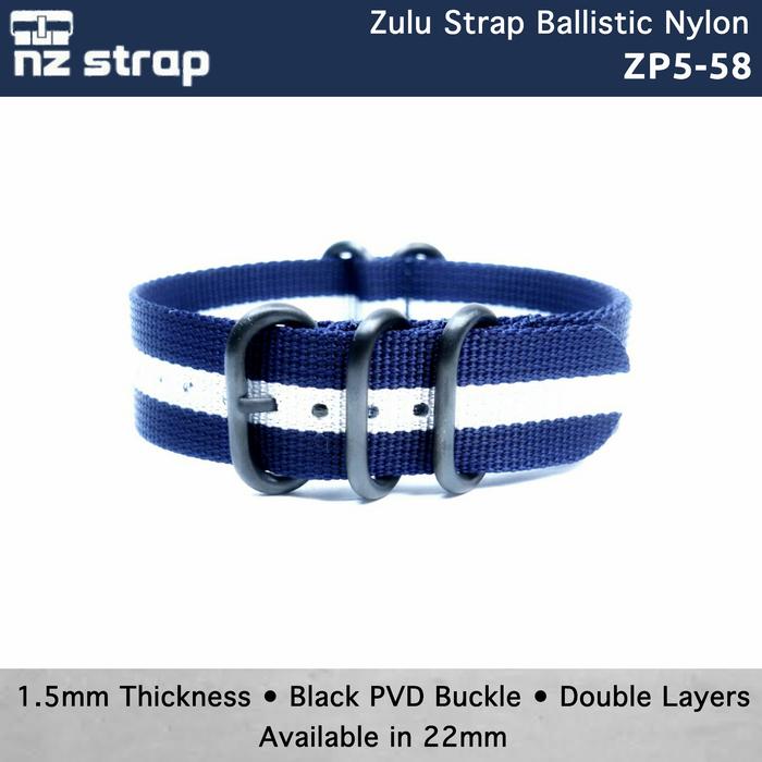 Zulu Strap 5 Ring PVD Black [ZP5-58] Zulu Strap Ballistic Nylon