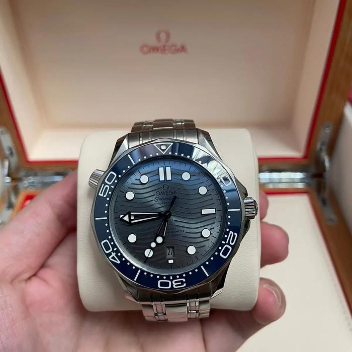 Omega seamaster grey dial blue bezel