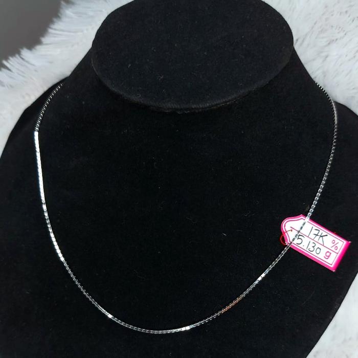 DDKL90 Kalung Emas Putih Polos Rantai Santa HWT 5.130gr 750 17K 44.2cm
