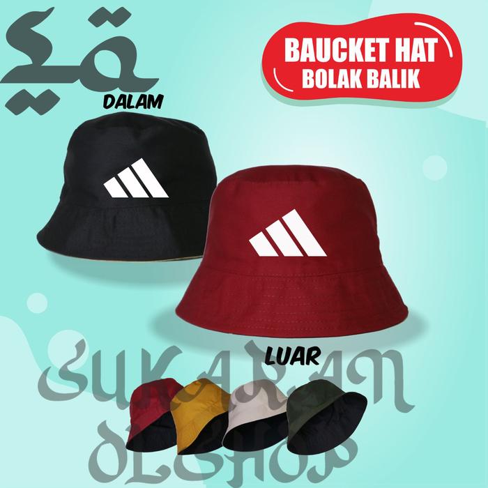 Topi bucket hat unisex sport pria adidas logo line new