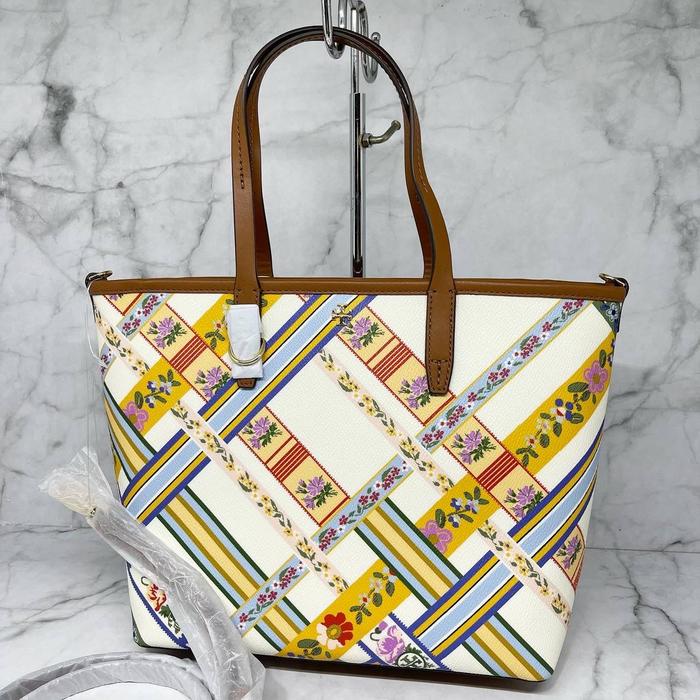 TAS TB KERRINGTON SMALL ZIP TOTE RIBBON WEAVE BIAS ALLOVER