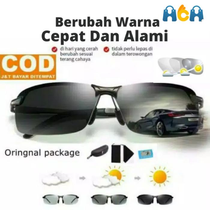 Kaca Mata Original Photocromic Sunglasses Polarized UV 400 Anti Silau