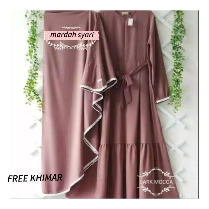 Mardah-Gamis Wanita Syari Busui Polos L XL Warna Dark Moka Milo Coklat