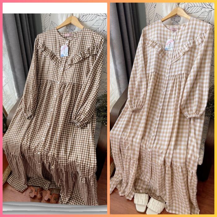 Hayya Gingham Cream, Brown by HaideeOrlin