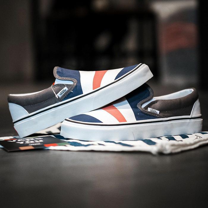 Vans Slip On Custom Made For You Blue White Spich Orange Original