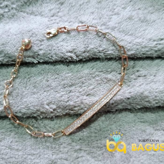 Gelang Rantai Plat Emas Asli kdar 375 / Gelang Rantai HWT 03