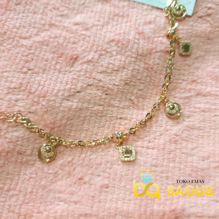 Gelang Rantai Emas Asli 375 /Gelang Tangan Nori Variasi King Halim 01