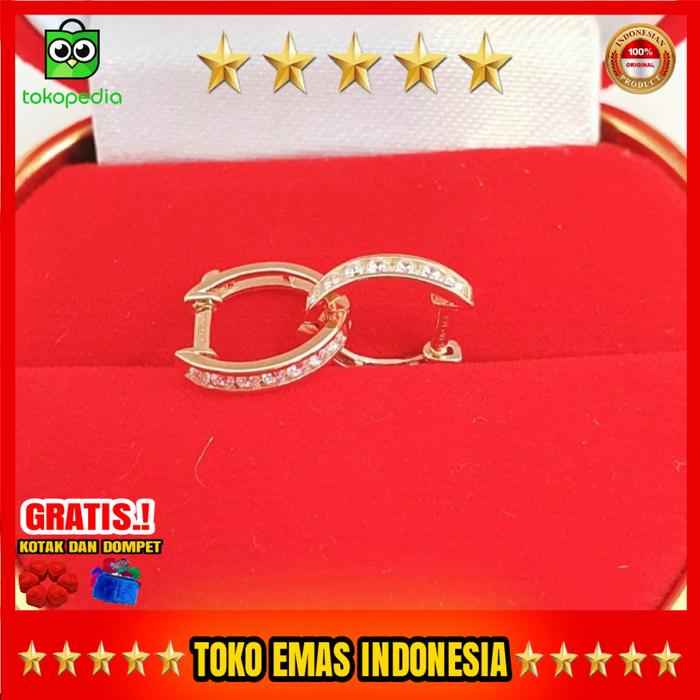 anting jepit emas asli kadar 375