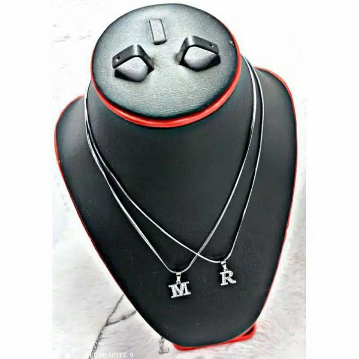 Kalung Inisial,Liontin huruf kalung TITANIUM liontin RHODIUM (K--T)