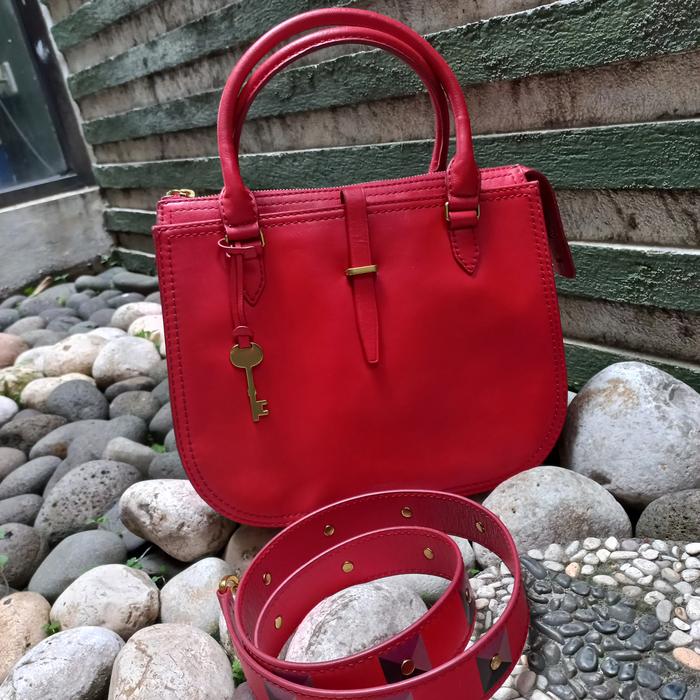 TAS WANITA FOSSIL RYDER SATCHEL MEDIUM POPPY RED (MINOR DEFECT)