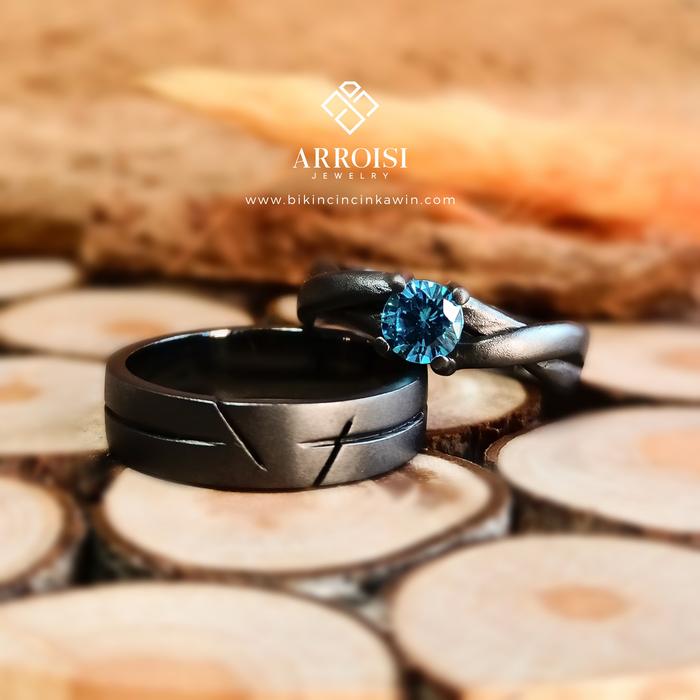 Cincin Couple perak hitam cincin tunangan lamaran